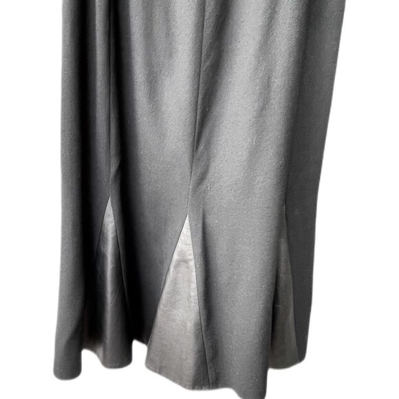Vintage Elizabeth New York size 12 black wool and leather midi skirt - Picture 3 of 9